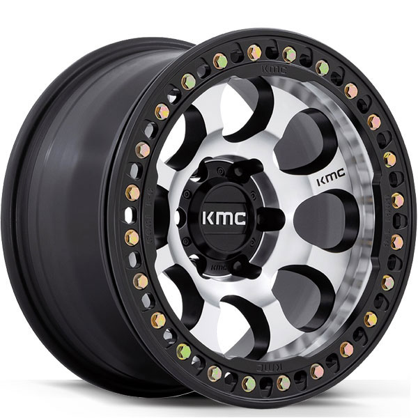 KMC KM237 Riot Beadlock Machined Face with Satin Black Windows